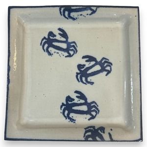 Stoneware Blue Crab Plate The Poddery Mathews VA 7.75" x 7.75"